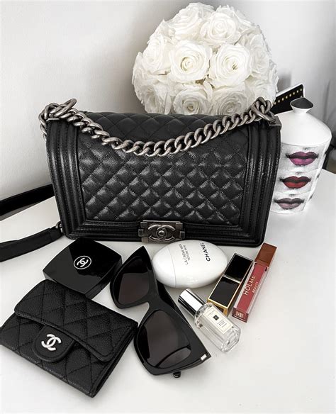 cream colored chanel boy bag|Chanel black boyfriend bag.